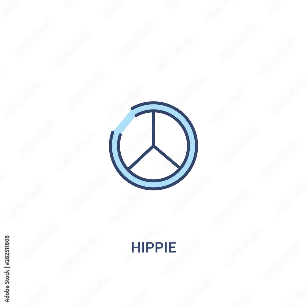 Poster hippie concept 2 colored icon. simple line element illustration. outline blue hippie symbol. can be 
