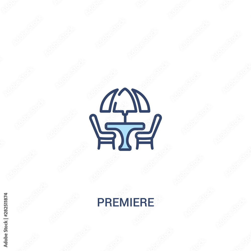 Poster premiere concept 2 colored icon. simple line element illustration. outline blue premiere symbol. can