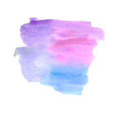 Watercolor illustration. Spot of paint in blue-violet color. Watercolor stain with mix elements. Template for the background.