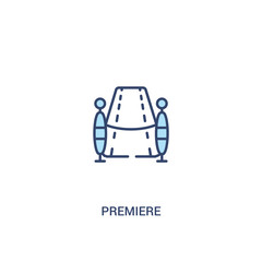 premiere concept 2 colored icon. simple line element illustration. outline blue premiere symbol. can be used for web and mobile ui/ux.