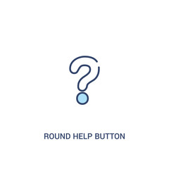 round help button concept 2 colored icon. simple line element illustration. outline blue round help button symbol. can be used for web and mobile ui/ux.