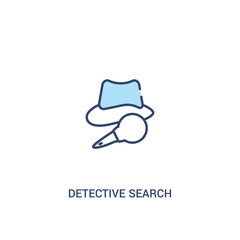 detective search concept 2 colored icon. simple line element illustration. outline blue detective search symbol. can be used for web and mobile ui/ux.