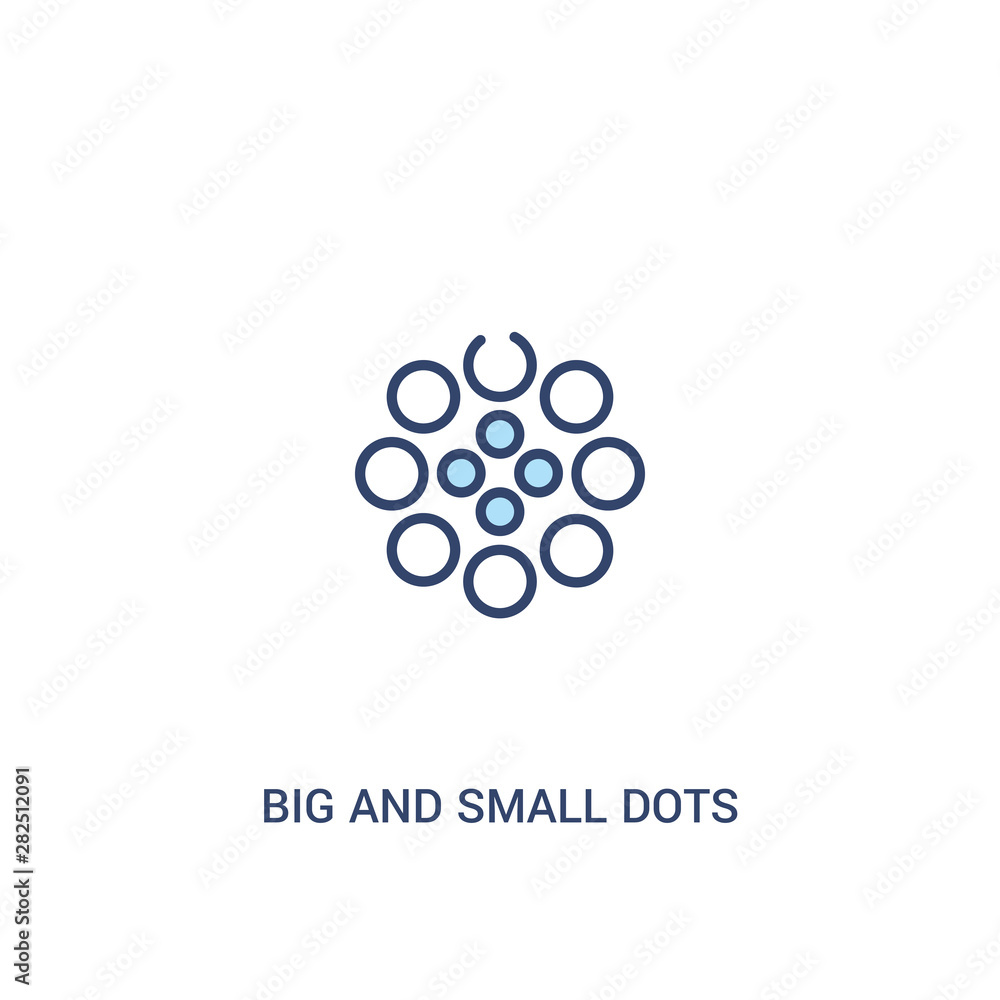 Poster big and small dots concept 2 colored icon. simple line element illustration. outline blue big and sm