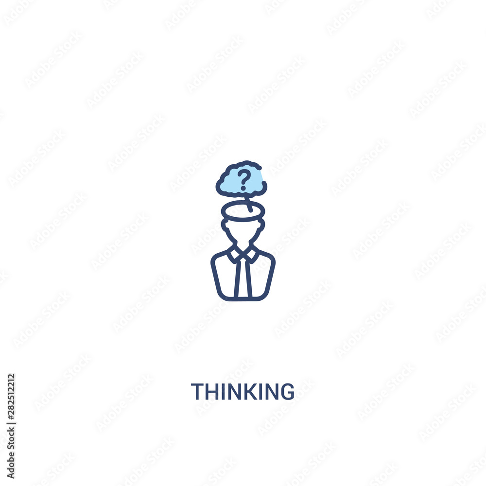 Poster thinking concept 2 colored icon. simple line element illustration. outline blue thinking symbol. can