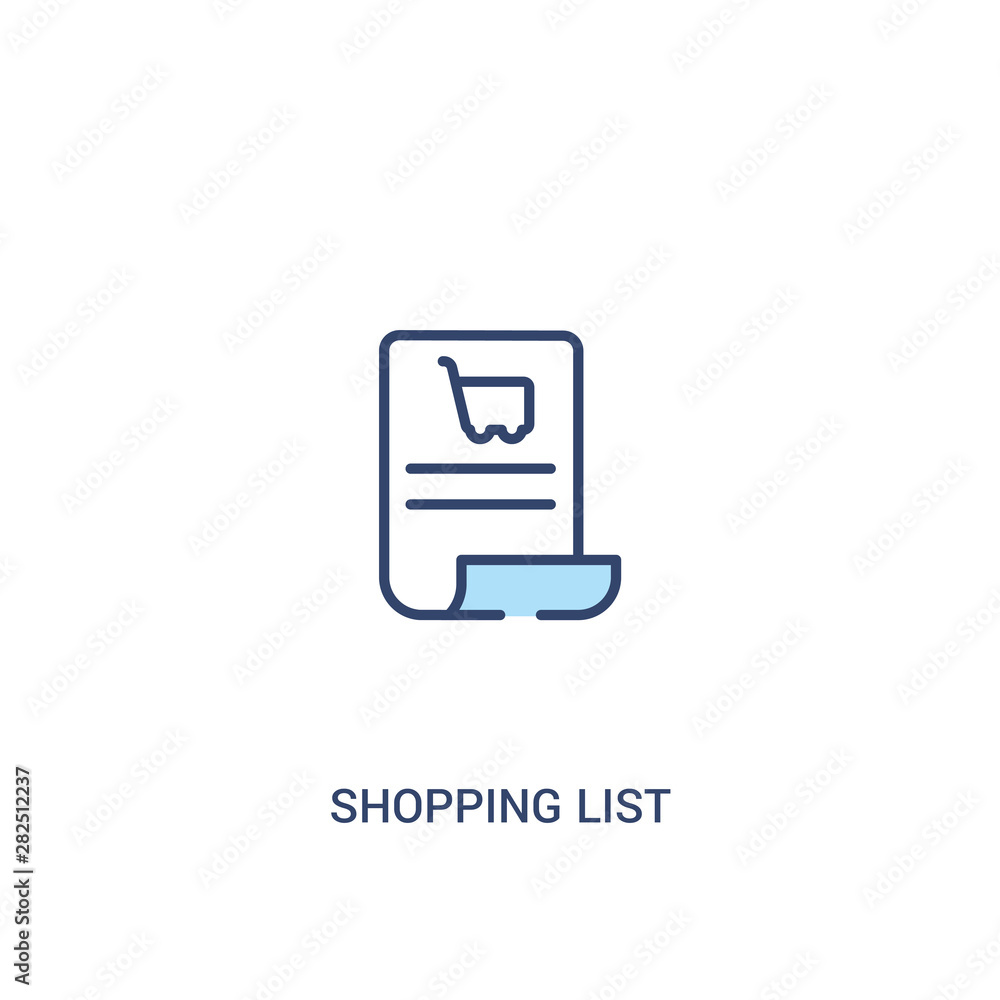 Poster shopping list concept 2 colored icon. simple line element illustration. outline blue shopping list s