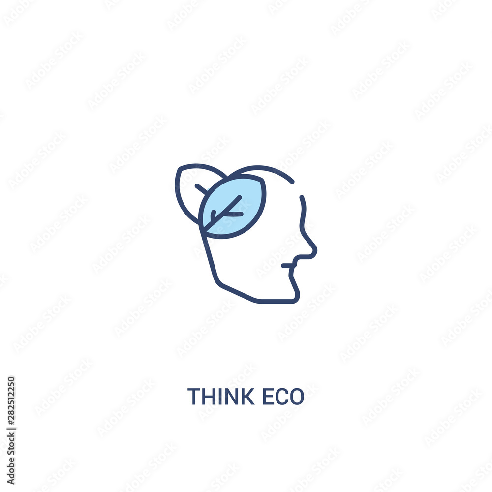 Poster think eco concept 2 colored icon. simple line element illustration. outline blue think eco symbol. c