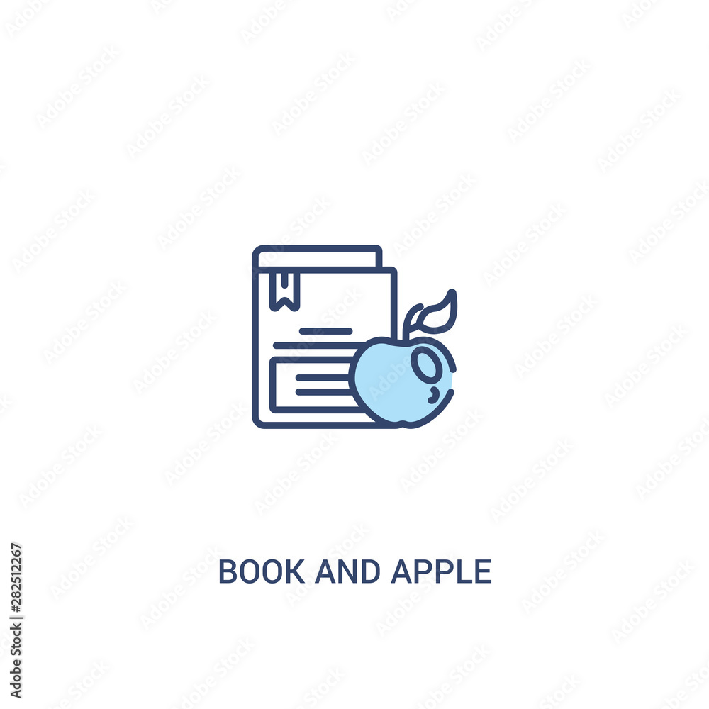 Aufkleber book and apple concept 2 colored icon. simple line element illustration. outline blue book and apple