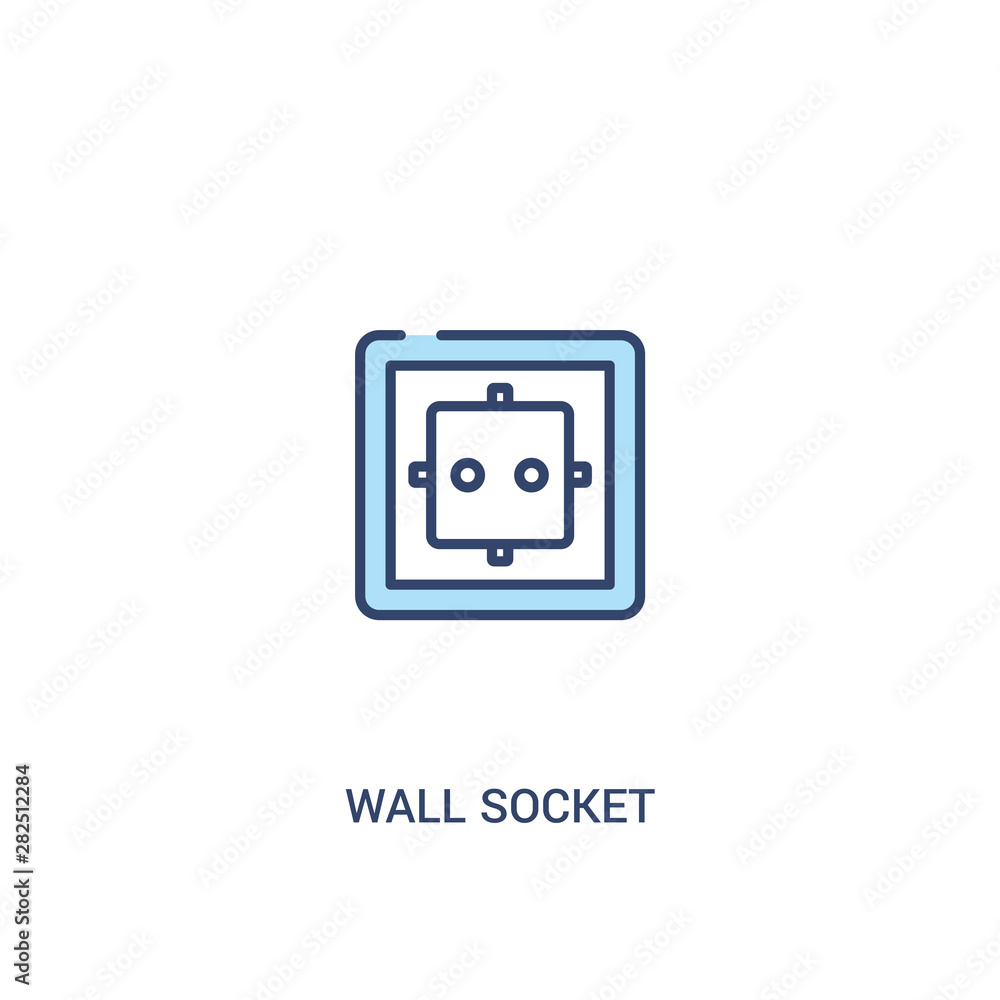 Poster wall socket concept 2 colored icon. simple line element illustration. outline blue wall socket symbo
