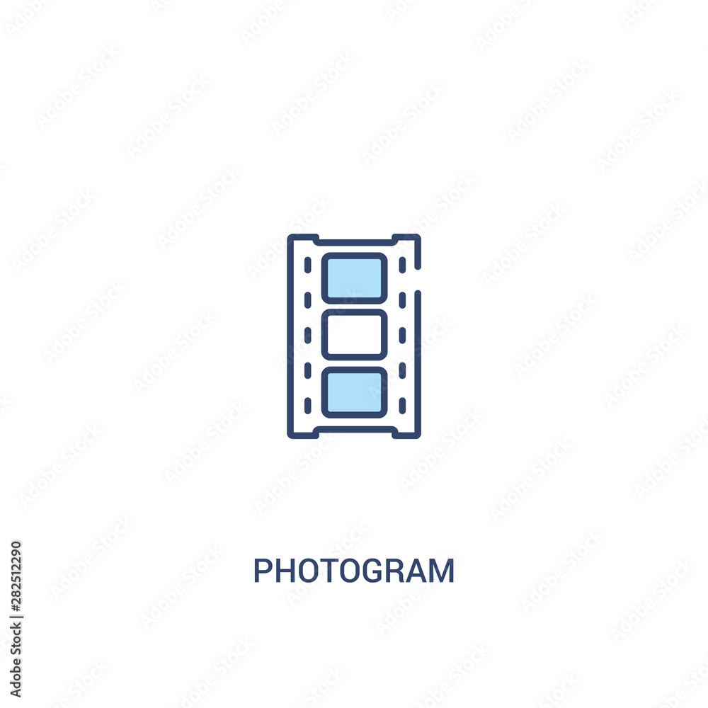 Poster photogram concept 2 colored icon. simple line element illustration. outline blue photogram symbol. c