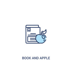 book and apple concept 2 colored icon. simple line element illustration. outline blue book and apple symbol. can be used for web and mobile ui/ux.