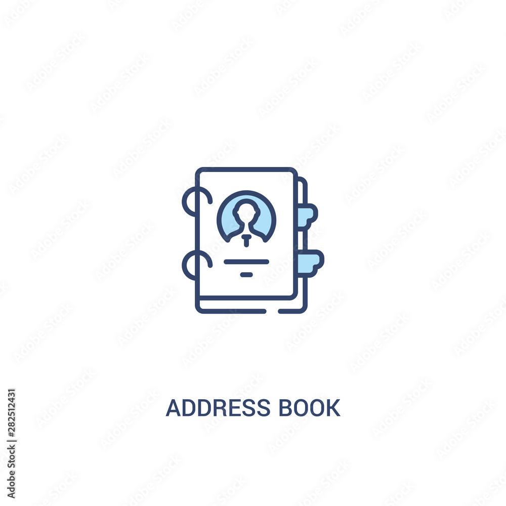 Poster address book concept 2 colored icon. simple line element illustration. outline blue address book sym