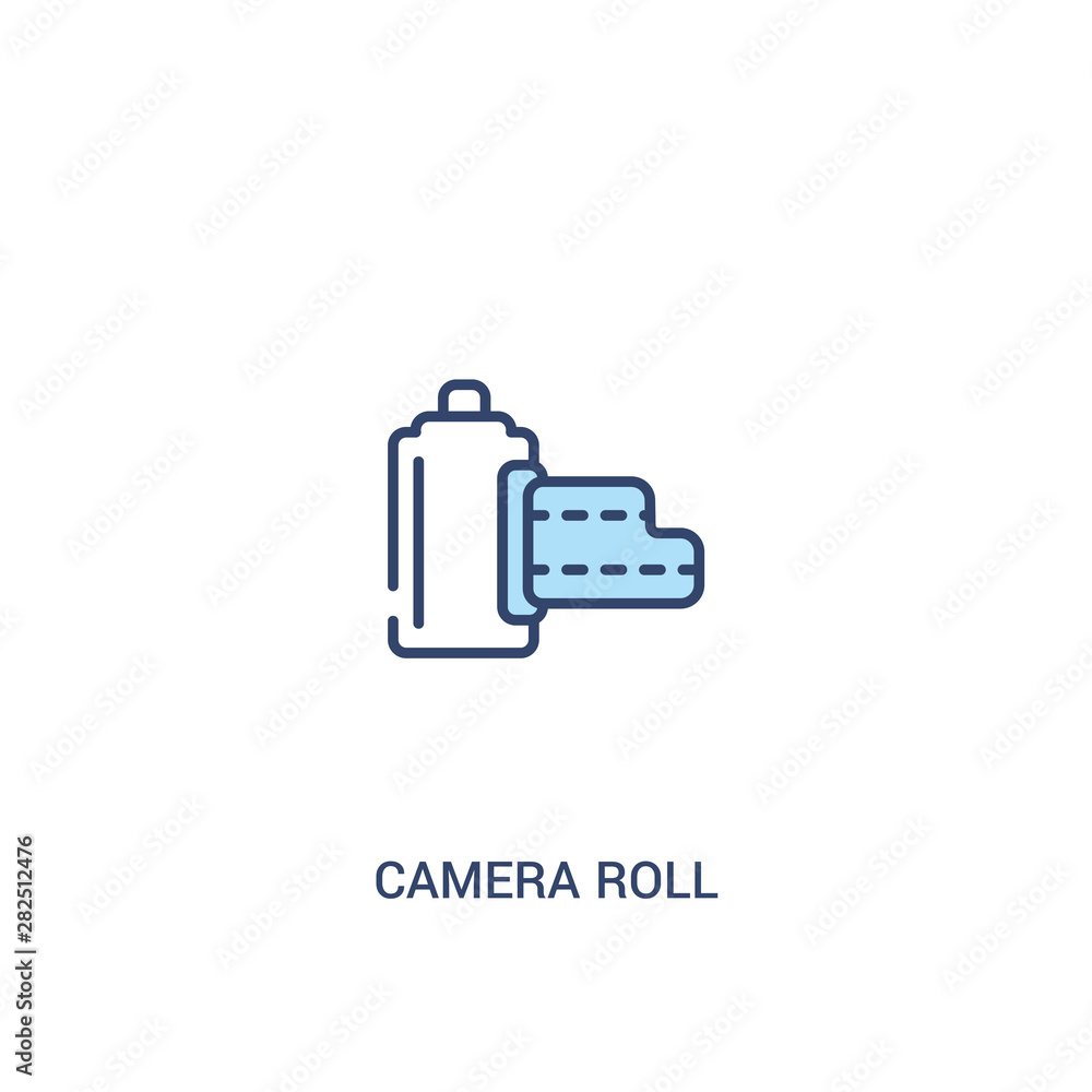 Poster camera roll concept 2 colored icon. simple line element illustration. outline blue camera roll symbo