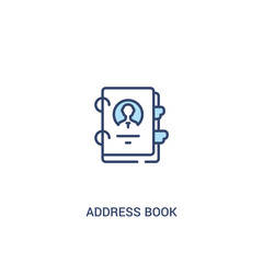 address book concept 2 colored icon. simple line element illustration. outline blue address book symbol. can be used for web and mobile ui/ux.