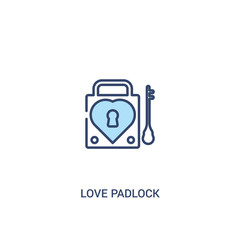 love padlock concept 2 colored icon. simple line element illustration. outline blue love padlock symbol. can be used for web and mobile ui/ux.