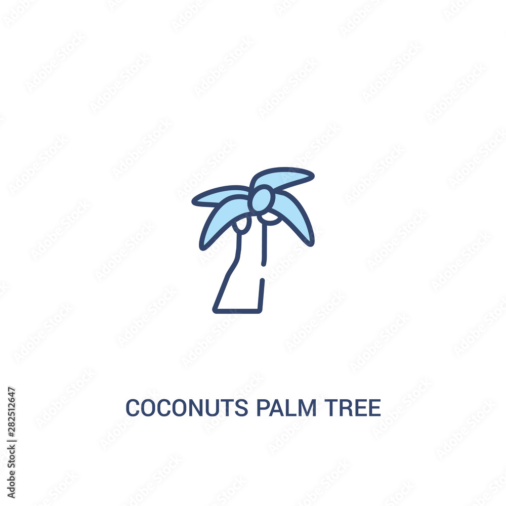Poster coconuts palm tree of brazil concept 2 colored icon. simple line element illustration. outline blue 