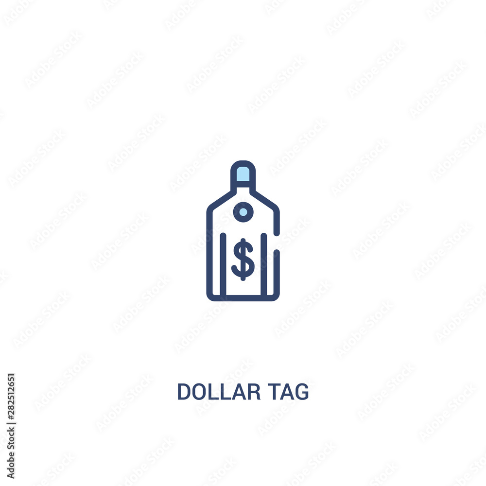 Poster dollar tag concept 2 colored icon. simple line element illustration. outline blue dollar tag symbol.