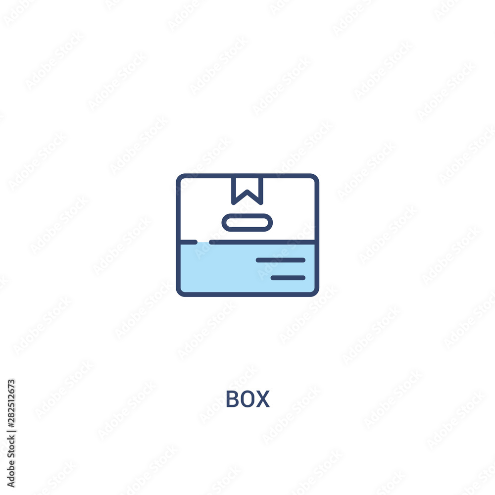 Poster box concept 2 colored icon. simple line element illustration. outline blue box symbol. can be used f