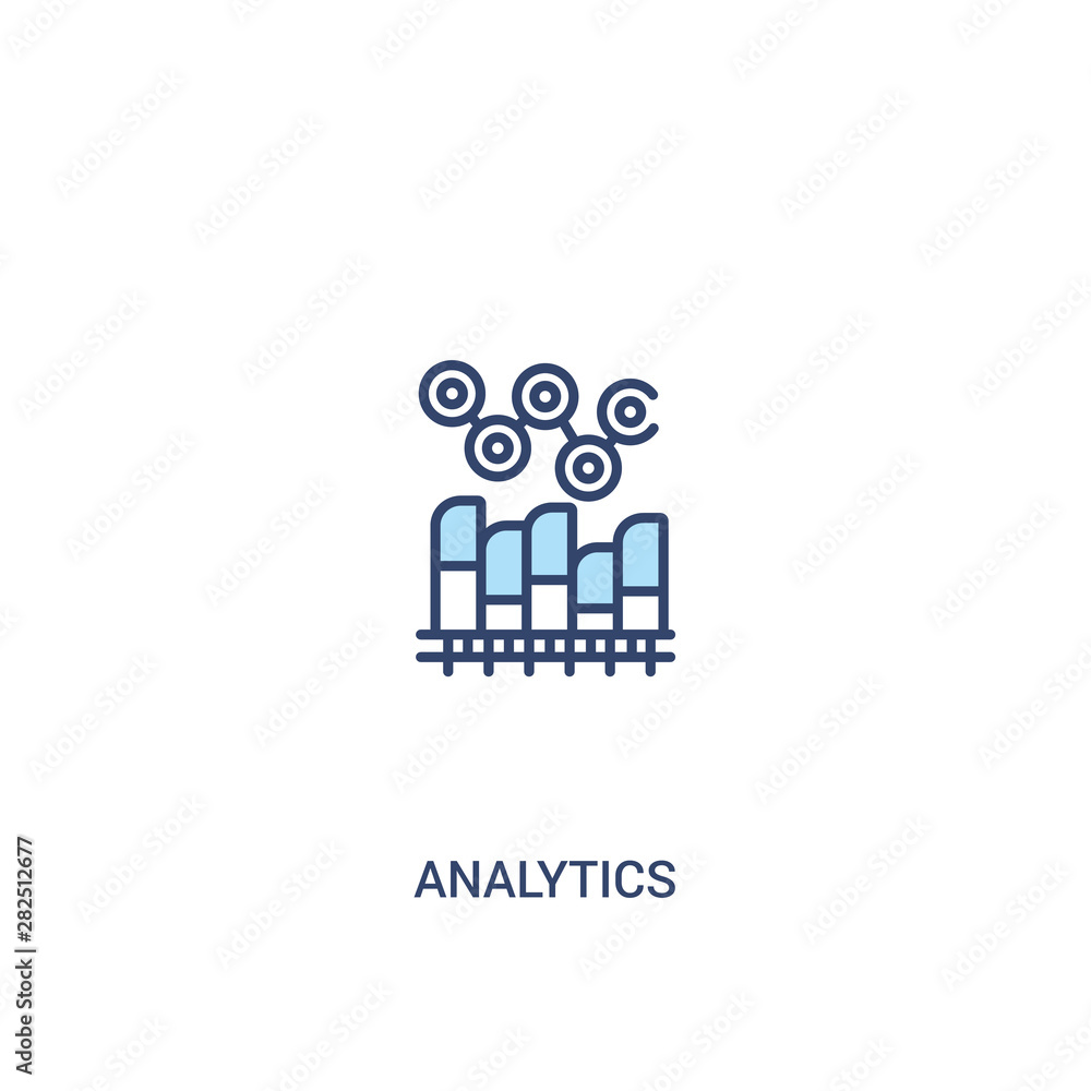 Aufkleber analytics concept 2 colored icon. simple line element illustration. outline blue analytics symbol. c