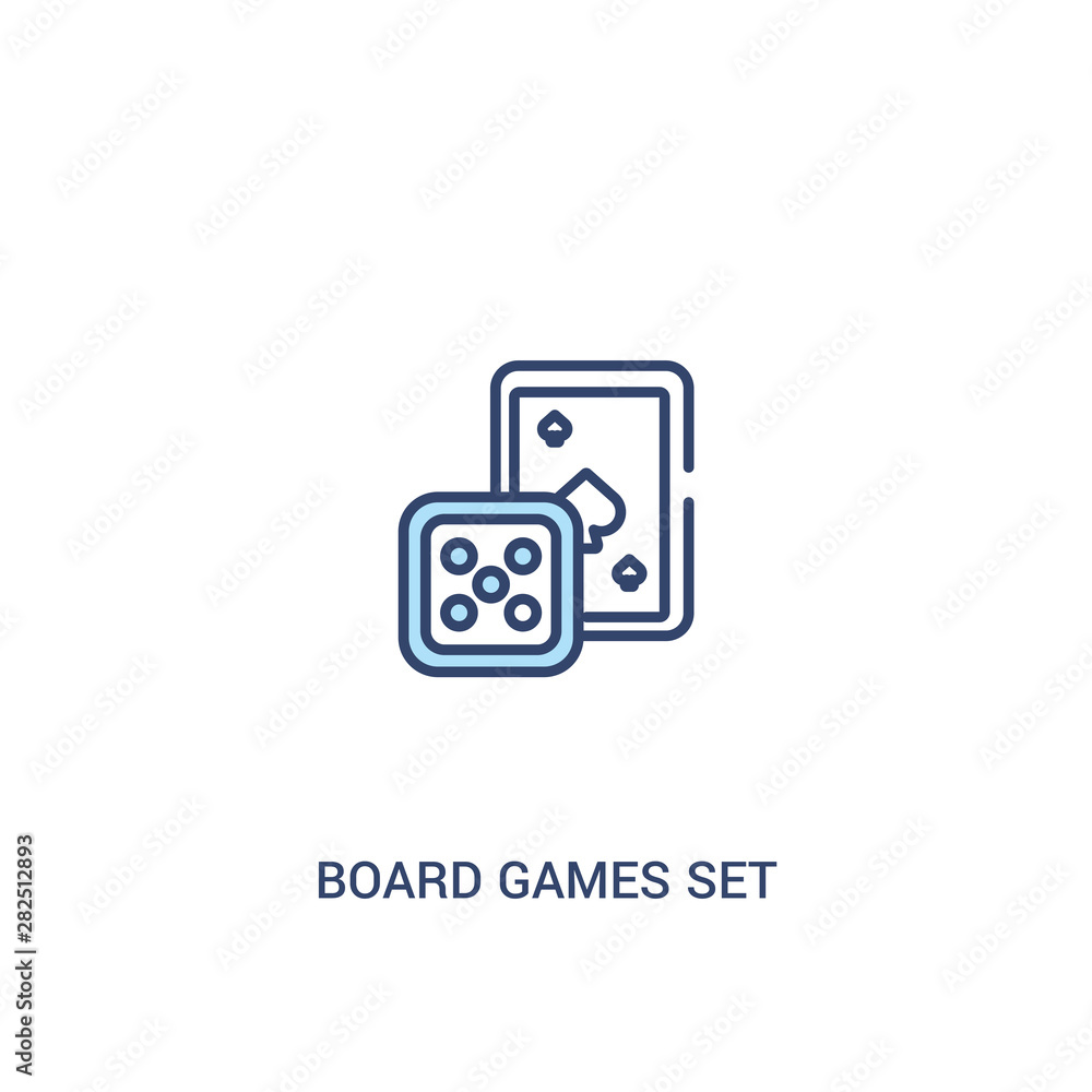 Aufkleber board games set concept 2 colored icon. simple line element illustration. outline blue board games s