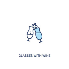 glasses with wine concept 2 colored icon. simple line element illustration. outline blue glasses with wine symbol. can be used for web and mobile ui/ux.