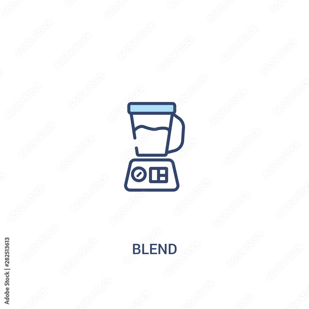 Poster blend concept 2 colored icon. simple line element illustration. outline blue blend symbol. can be us