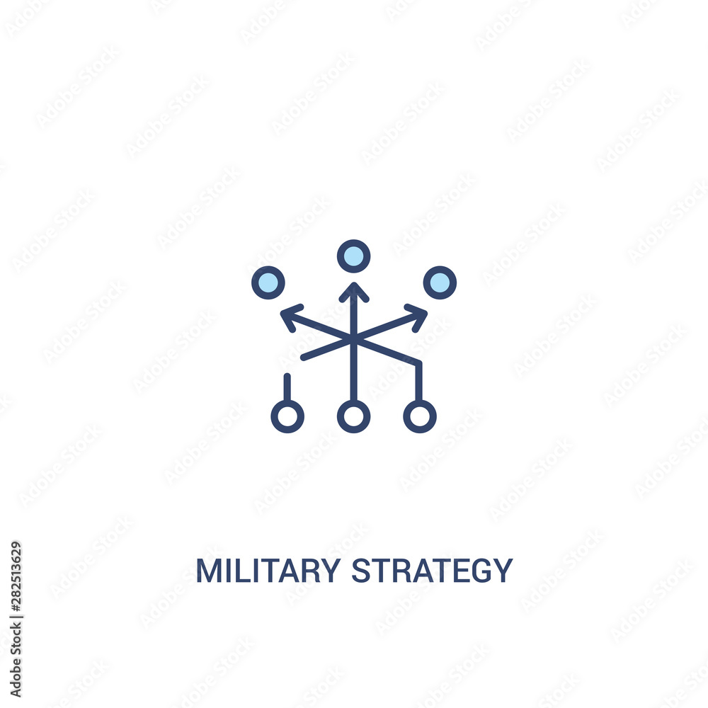 Poster military strategy sketch concept 2 colored icon. simple line element illustration. outline blue mili