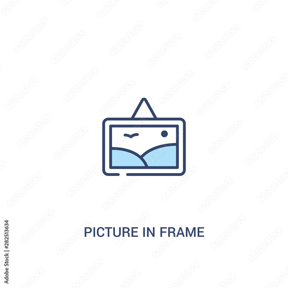 Poster picture in frame concept 2 colored icon. simple line element illustration. outline blue picture in f