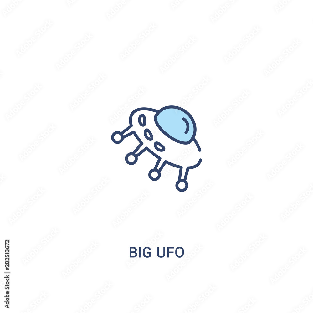 Poster big ufo concept 2 colored icon. simple line element illustration. outline blue big ufo symbol. can b