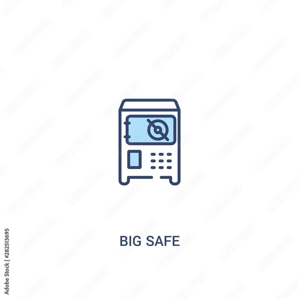 Poster big safe concept 2 colored icon. simple line element illustration. outline blue big safe symbol. can