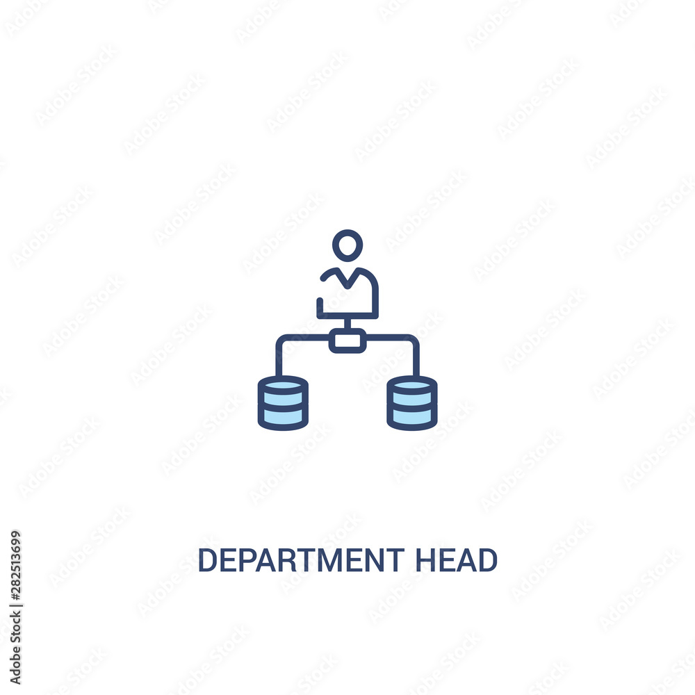 Poster department head concept 2 colored icon. simple line element illustration. outline blue department he