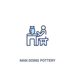 man doing pottery concept 2 colored icon. simple line element illustration. outline blue man doing pottery symbol. can be used for web and mobile ui/ux.