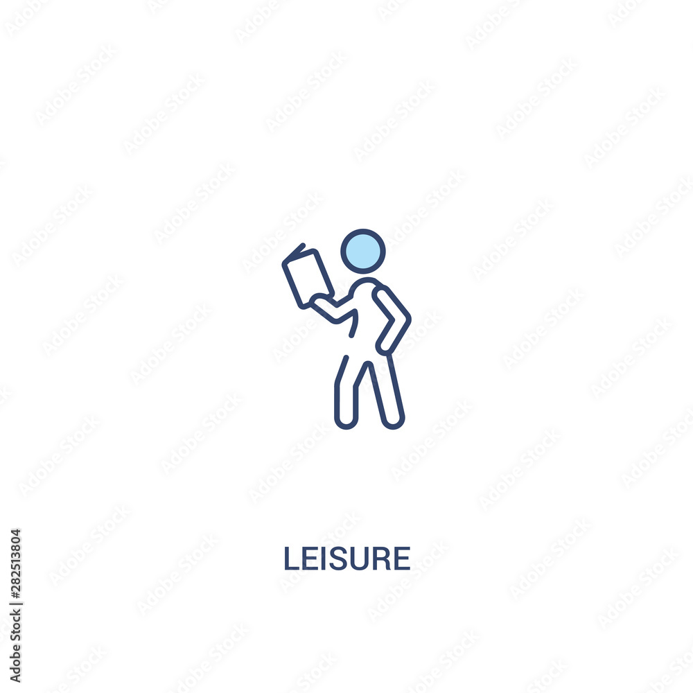 Poster leisure concept 2 colored icon. simple line element illustration. outline blue leisure symbol. can b