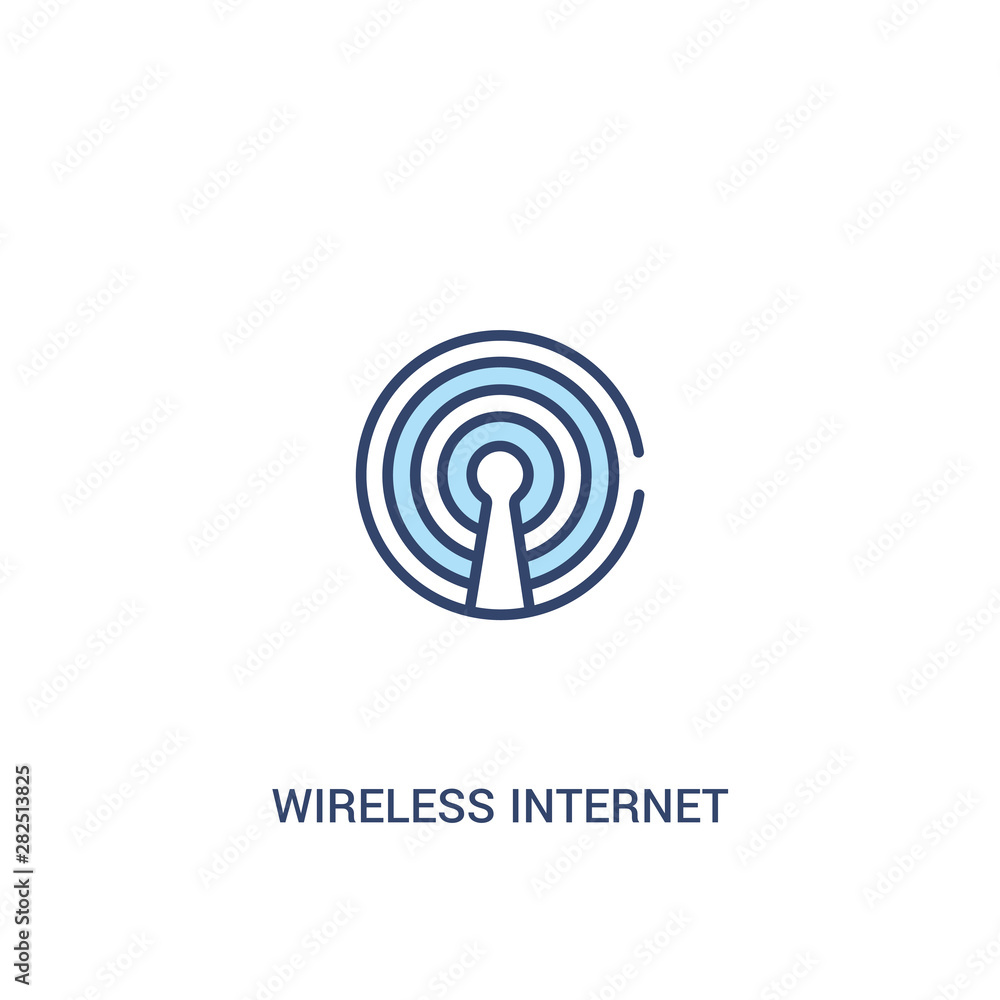 Poster wireless internet concept 2 colored icon. simple line element illustration. outline blue wireless in