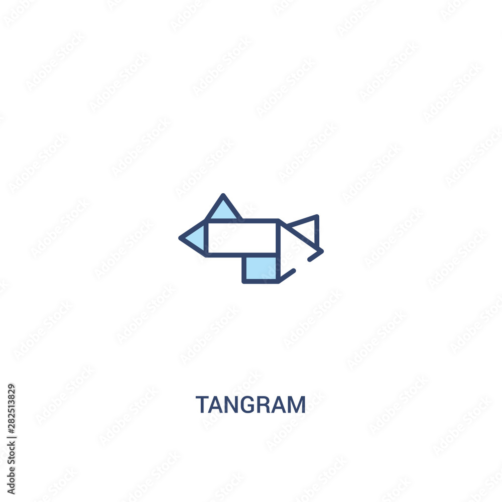 Aufkleber tangram concept 2 colored icon. simple line element illustration. outline blue tangram symbol. can b