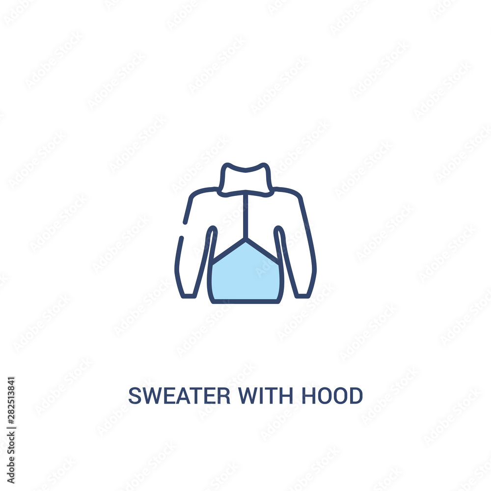 Poster sweater with hood concept 2 colored icon. simple line element illustration. outline blue sweater wit