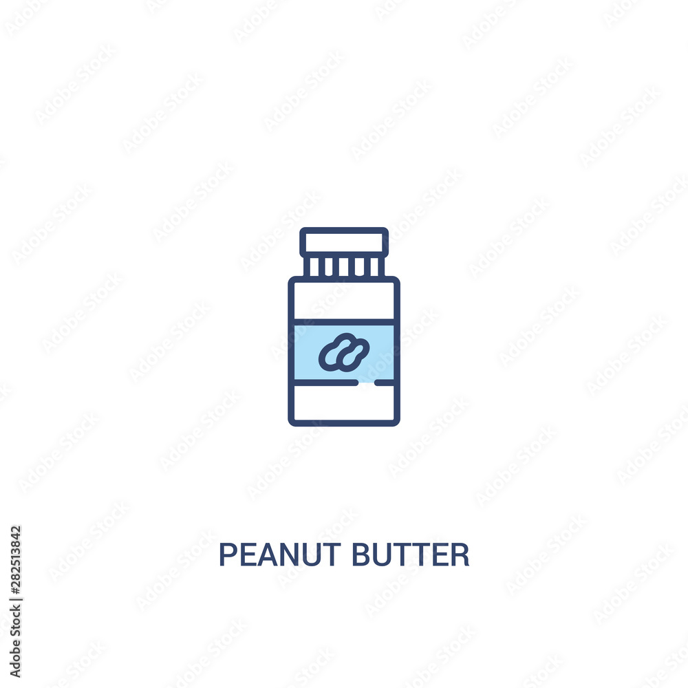 Poster peanut butter concept 2 colored icon. simple line element illustration. outline blue peanut butter s