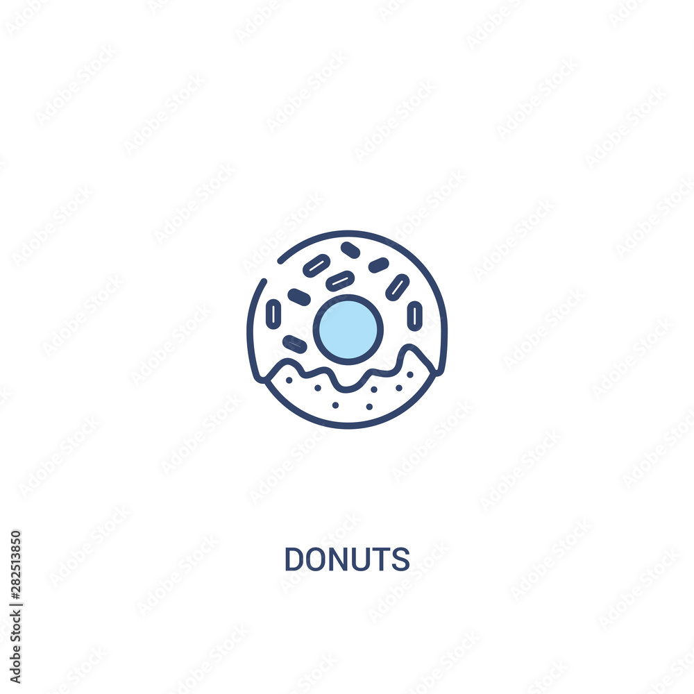 Poster donuts concept 2 colored icon. simple line element illustration. outline blue donuts symbol. can be 