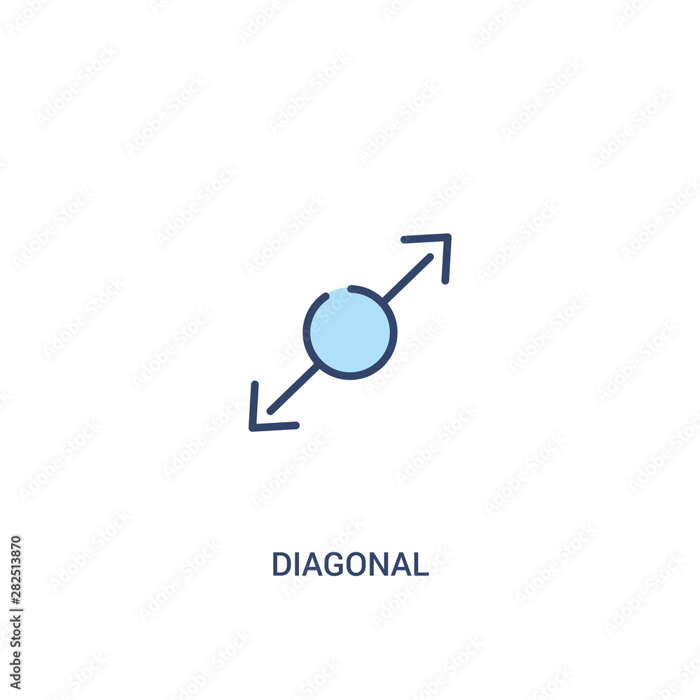 Poster diagonal concept 2 colored icon. simple line element illustration. outline blue diagonal symbol. can