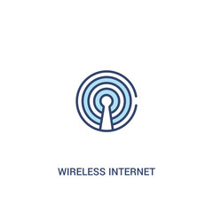 wireless internet concept 2 colored icon. simple line element illustration. outline blue wireless internet symbol. can be used for web and mobile ui/ux.