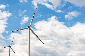 Alternative energy source. Windmill against the sky. Wind turbine in Austria.