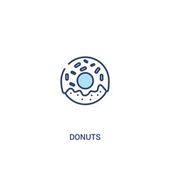 donuts concept 2 colored icon. simple line element illustration. outline blue donuts symbol. can be used for web and mobile ui/ux.
