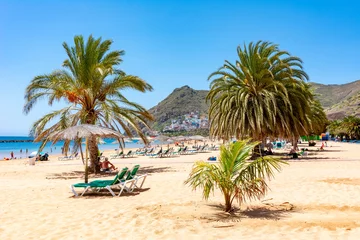 Wandcirkels Canarische Eilanden Teresitas strand in de buurt van Santa Cruz, Tenerife, Canarische eilanden, Spanje  © Mistervlad