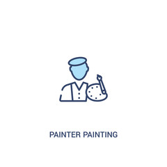 painter painting concept 2 colored icon. simple line element illustration. outline blue painter painting symbol. can be used for web and mobile ui/ux.