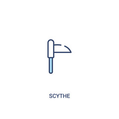 scythe concept 2 colored icon. simple line element illustration. outline blue scythe symbol. can be used for web and mobile ui/ux.
