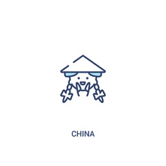 china concept 2 colored icon. simple line element illustration. outline blue china symbol. can be used for web and mobile ui/ux.