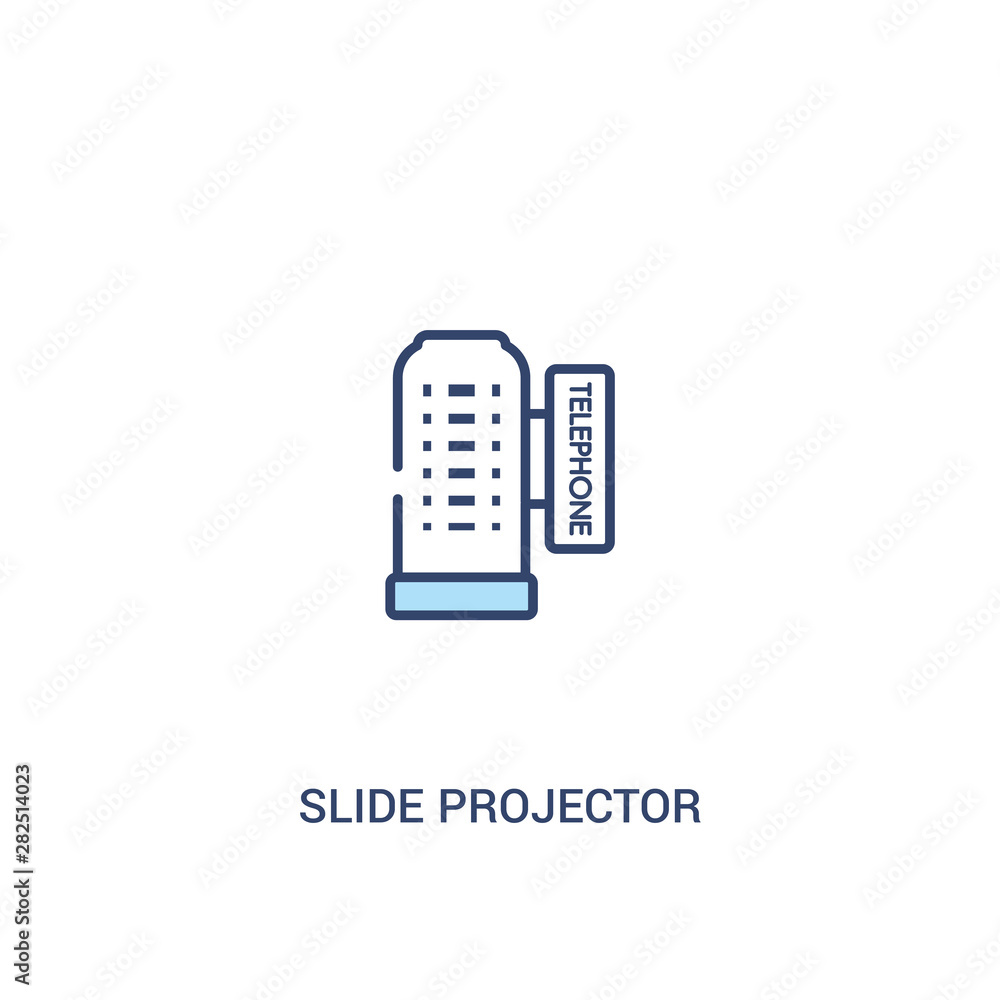 Poster slide projector concept 2 colored icon. simple line element illustration. outline blue slide project