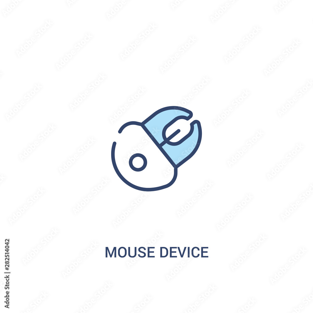 Poster mouse device concept 2 colored icon. simple line element illustration. outline blue mouse device sym