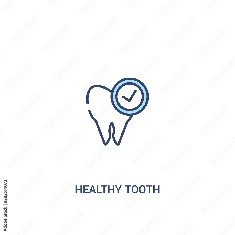 Poster healthy tooth concept 2 colored icon. simple line element illustration. outline blue healthy tooth s