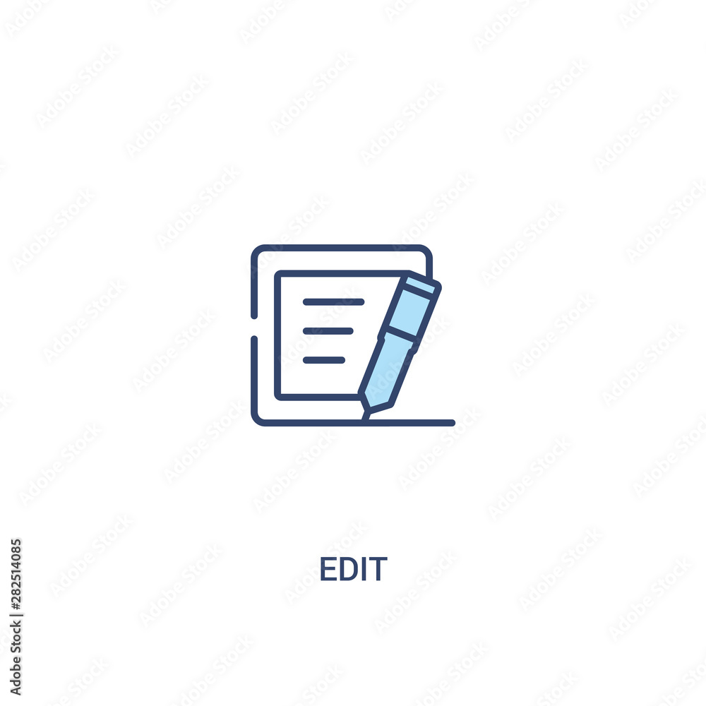 Poster edit concept 2 colored icon. simple line element illustration. outline blue edit symbol. can be used