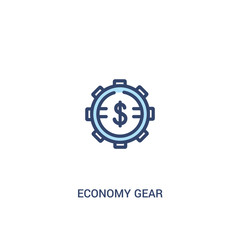 economy gear concept 2 colored icon. simple line element illustration. outline blue economy gear symbol. can be used for web and mobile ui/ux.